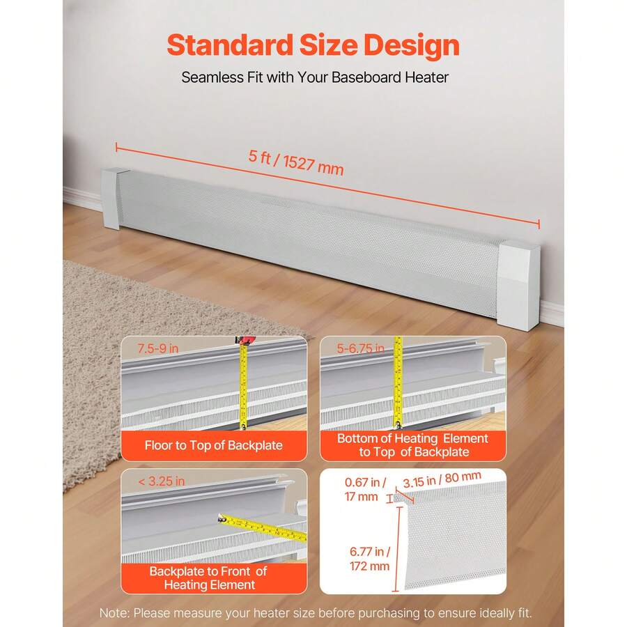 Steel Baseboard Heater Replacement Cover – 3 ft, 4 ft or 5 ft - product image 2