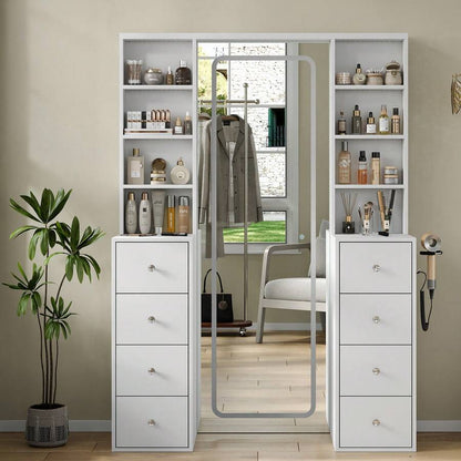 65-Inch Makeup Vanity with Full-Length Mirror, Lights, Power Outlet & 8 Drawers - product image 3