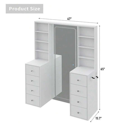 65-Inch Makeup Vanity with Full-Length Mirror, Lights, Power Outlet & 8 Drawers - product image 2