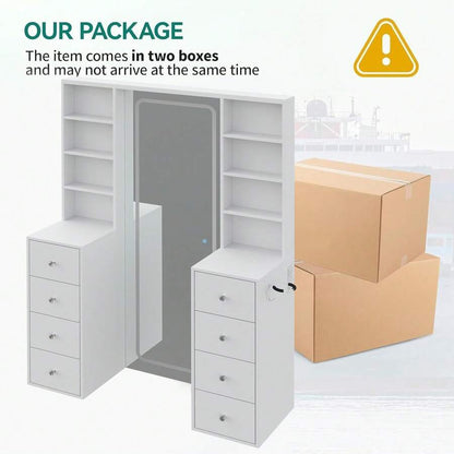 65-Inch Makeup Vanity with Full-Length Mirror, Lights, Power Outlet & 8 Drawers - product image 8