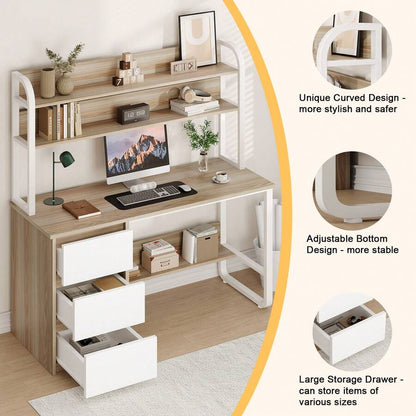 47/55-Inch Home Office Desk with Hutch, 3 Drawers & Shelves - product image 7