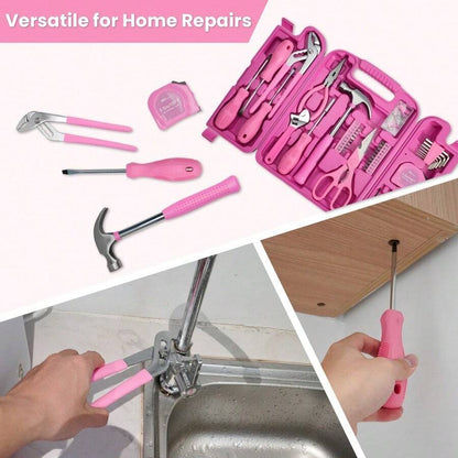 136-Piece Portable Pink Household Hand Tool Kit - product image 6