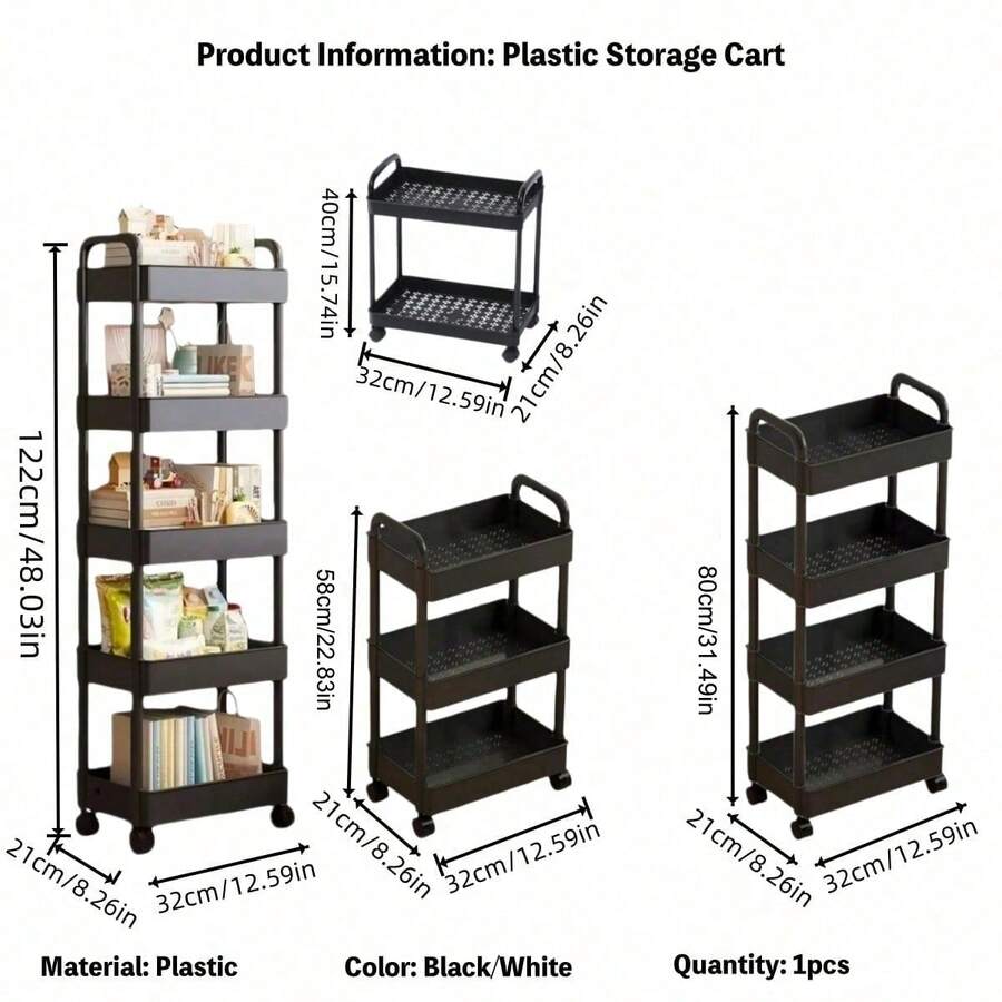 3-Tier or 4-Tier Rolling Storage Cart with 360° Swivel Wheels - product image 11