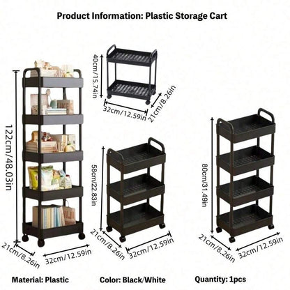 3-Tier or 4-Tier Rolling Storage Cart with 360° Swivel Wheels - product image 11