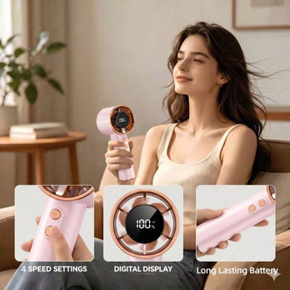 USB Rechargeable Handheld Mini Fan with Digital Display - product image 4