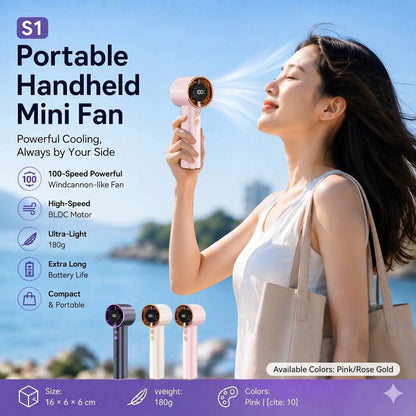 USB Rechargeable Handheld Mini Fan with Digital Display - product image 5