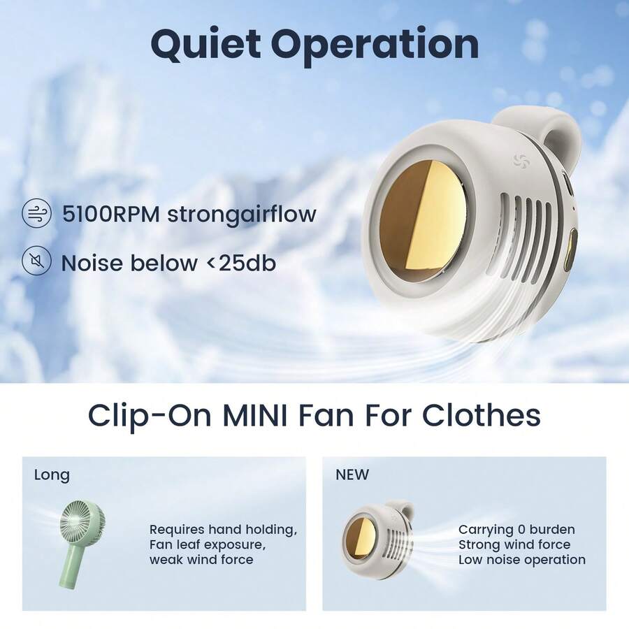 Clip-On Mini Bladeless Fan – 3-Speed Hands-Free Design - product image 6