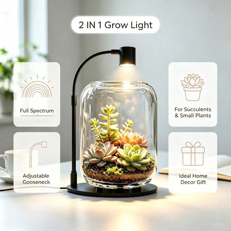 2-in-1 Full-Spectrum Grow Light with Glass Terrarium - product image 2