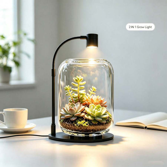 2-in-1 Full-Spectrum Grow Light with Glass Terrarium - product image 1