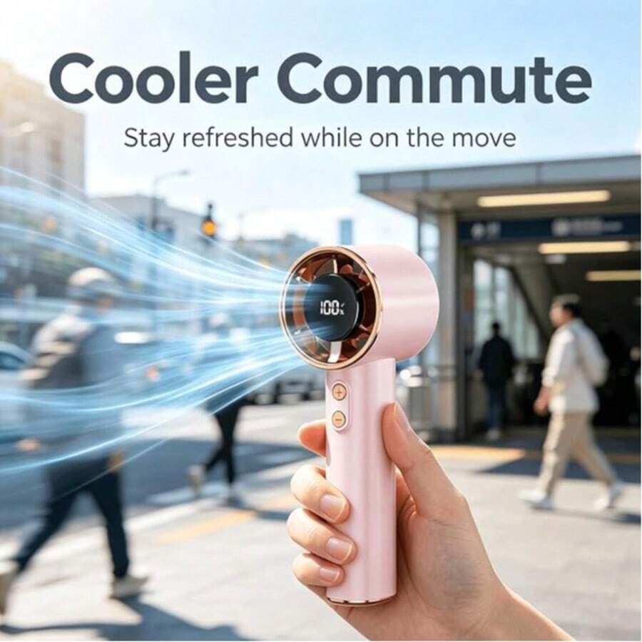 USB Rechargeable Handheld Mini Fan with Digital Display - product image 6