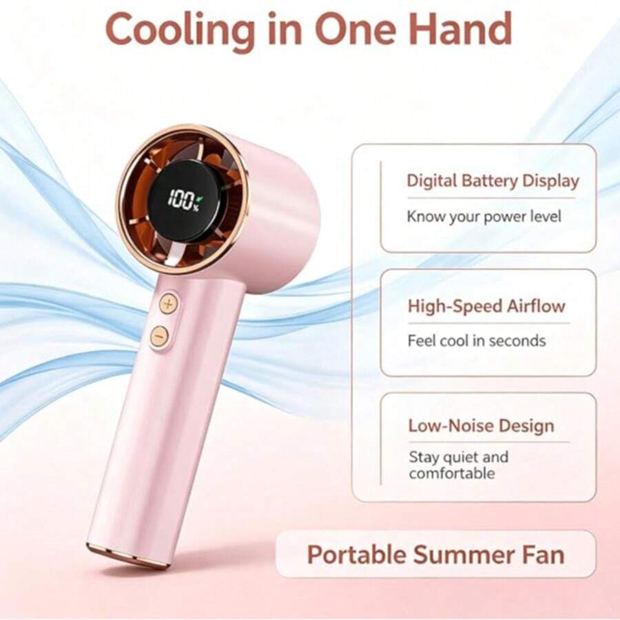 USB Rechargeable Handheld Mini Fan with Digital Display - product image 7