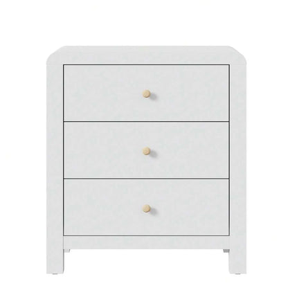 3-Drawer Dresser with Rounded Corners – White & Natural Wood Look - product image 1