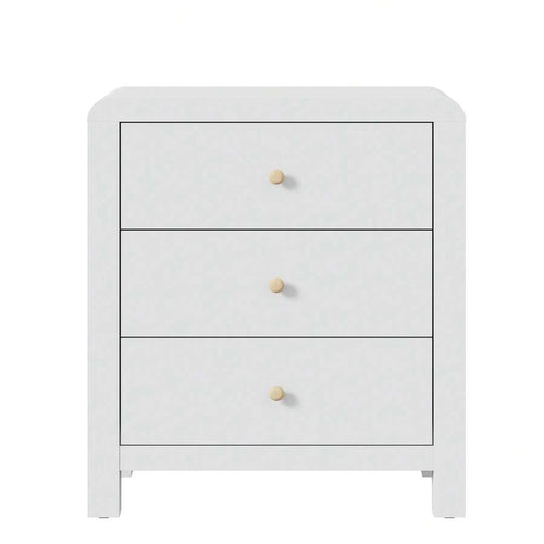 3-Drawer Dresser with Rounded Corners – White & Natural Wood Look - product image 1