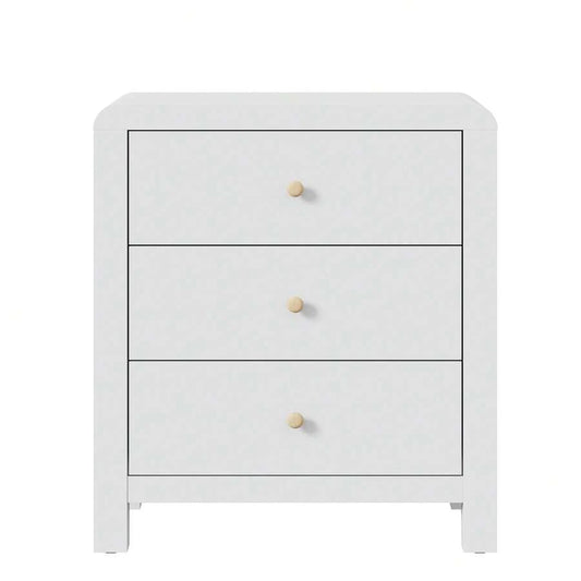 3-Drawer Dresser with Rounded Corners – White & Natural Wood Look - product image 1