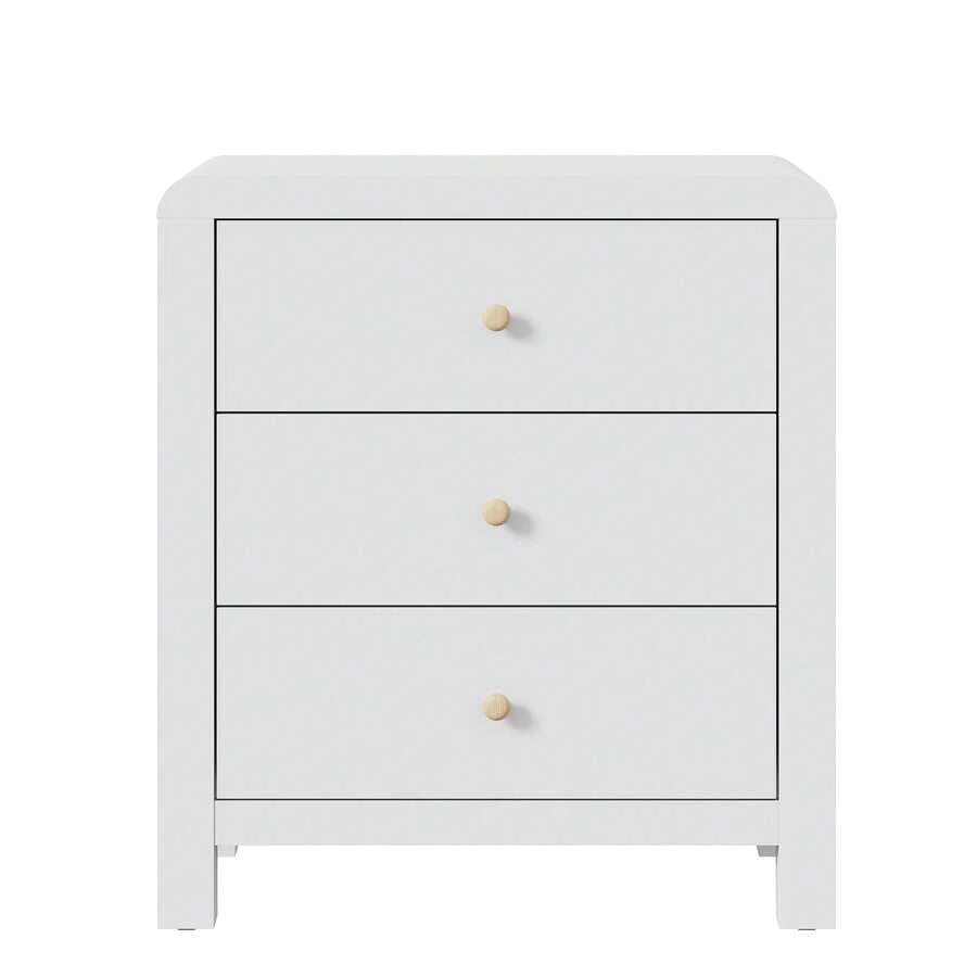 3-Drawer Dresser with Rounded Corners – White & Natural Wood Look - product image 2