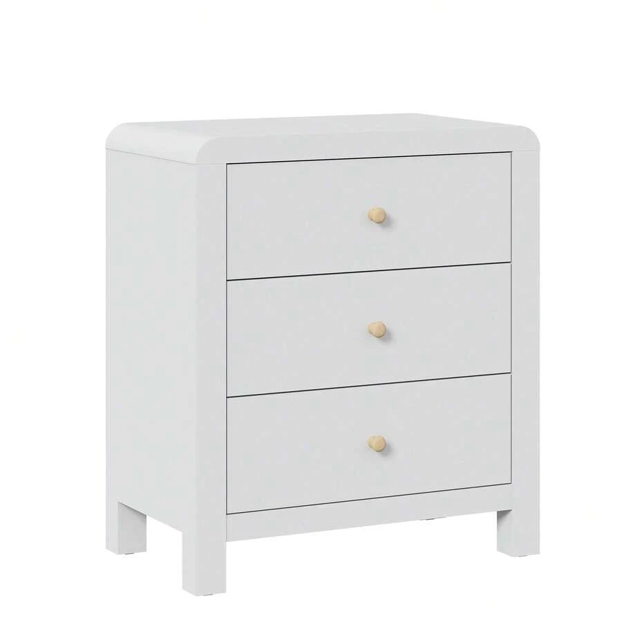 3-Drawer Dresser with Rounded Corners – White & Natural Wood Look - product image 3