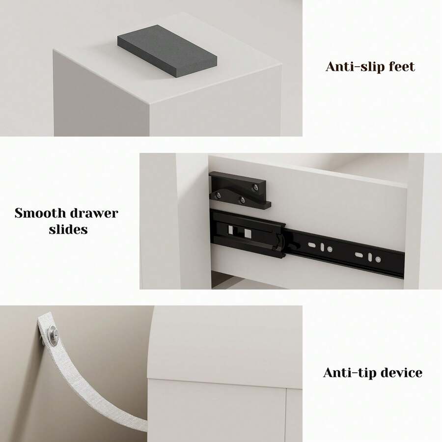 3-Drawer Dresser with Rounded Corners – White & Natural Wood Look - product image 5