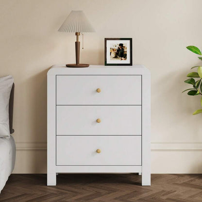 3-Drawer Dresser with Rounded Corners – White & Natural Wood Look - product image 6