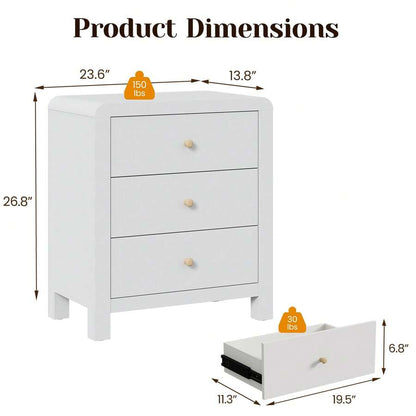 3-Drawer Dresser with Rounded Corners – White & Natural Wood Look - product image 9