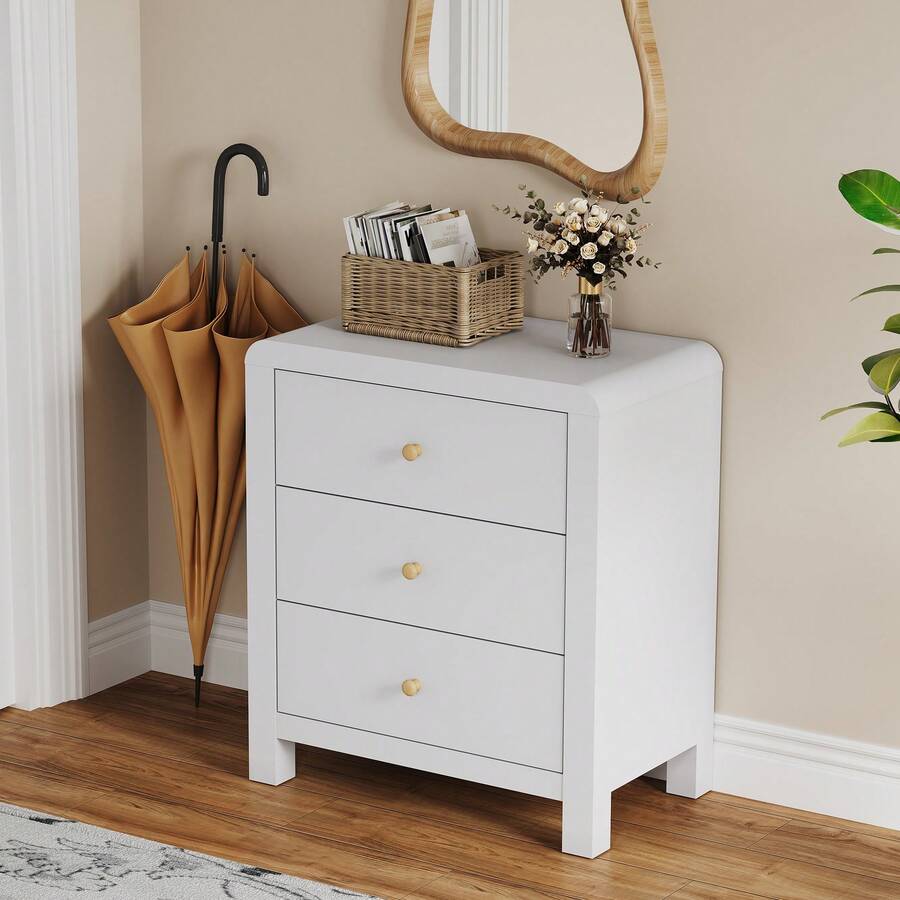 3-Drawer Dresser with Rounded Corners – White & Natural Wood Look - product image 7