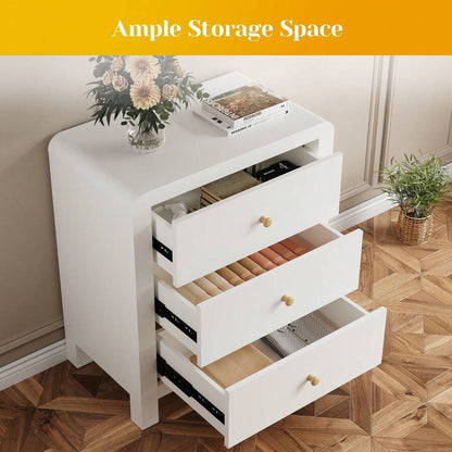 3-Drawer Dresser with Rounded Corners – White & Natural Wood Look - product image 8