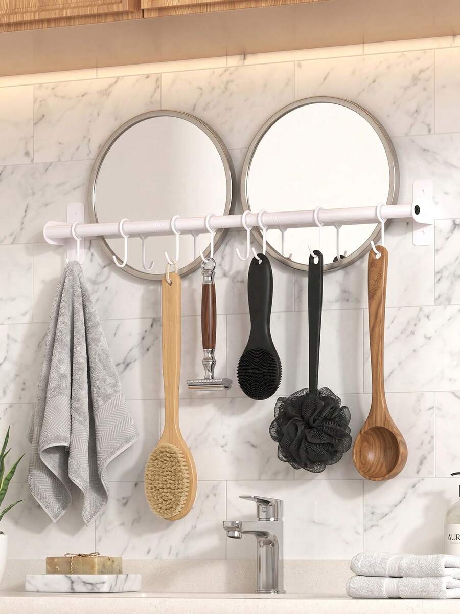 Wall-Mount Kitchen Utensil Rail with Sliding Hooks - product image 6