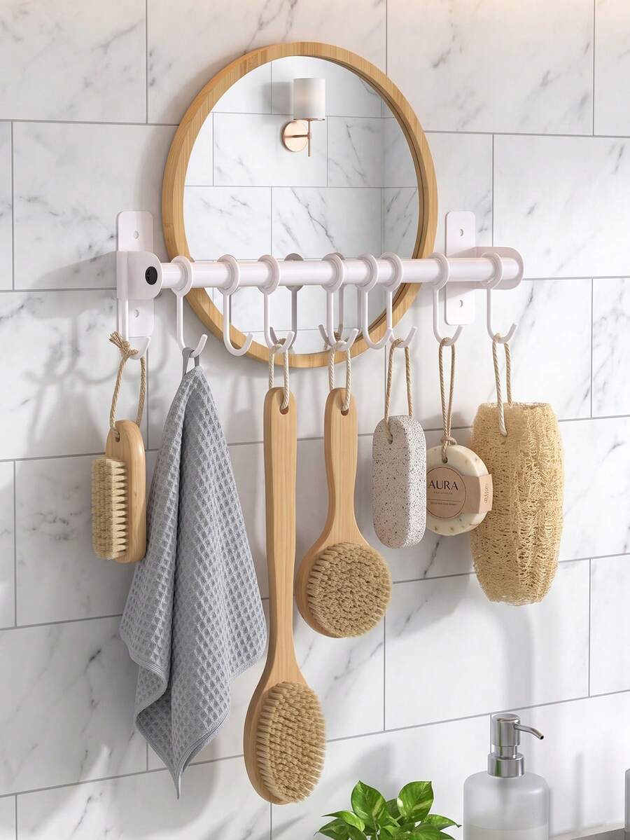Wall-Mount Kitchen Utensil Rail with Sliding Hooks - product image 2