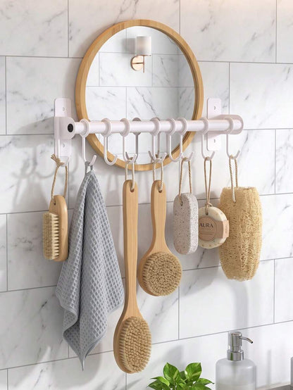 Wall-Mount Kitchen Utensil Rail with Sliding Hooks - product image 2