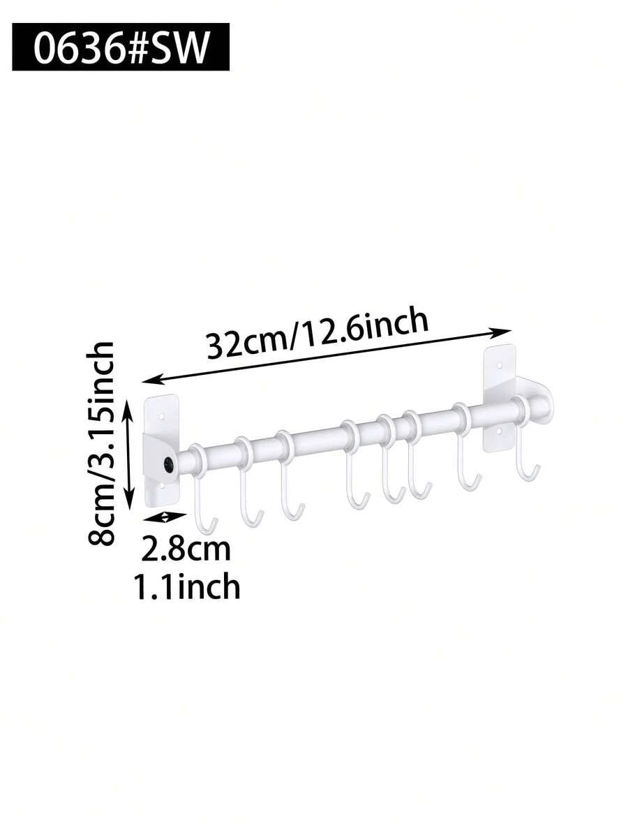 Wall-Mount Kitchen Utensil Rail with Sliding Hooks - product image 3