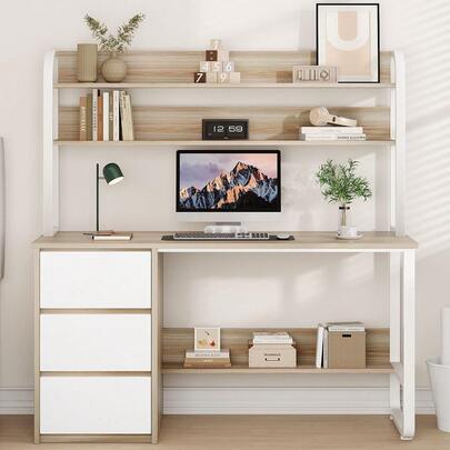 47/55-Inch Home Office Desk with Hutch, 3 Drawers & Shelves - product image 11