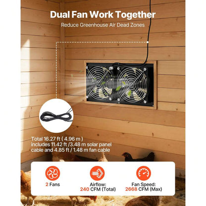 15W Solar Ventilation Fan Kit with Dual Fans & Adjustable Panel - product image 3