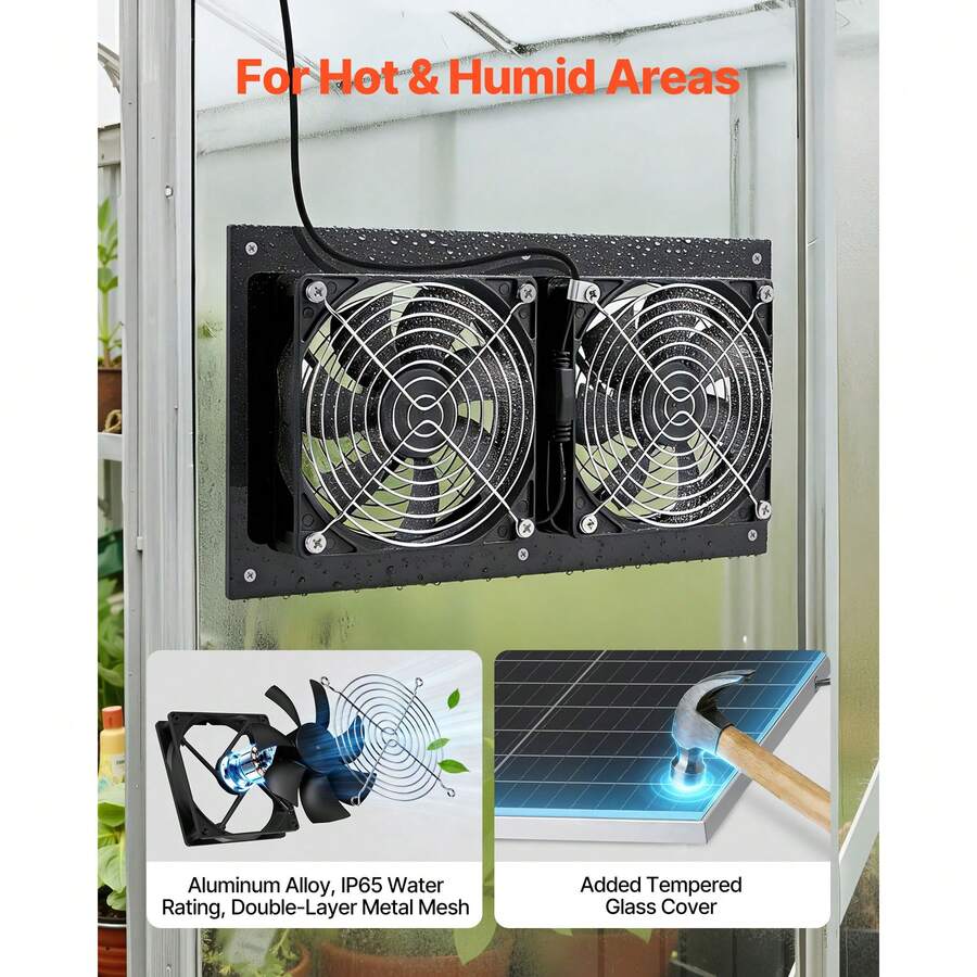 15W Solar Ventilation Fan Kit with Dual Fans & Adjustable Panel - product image 5