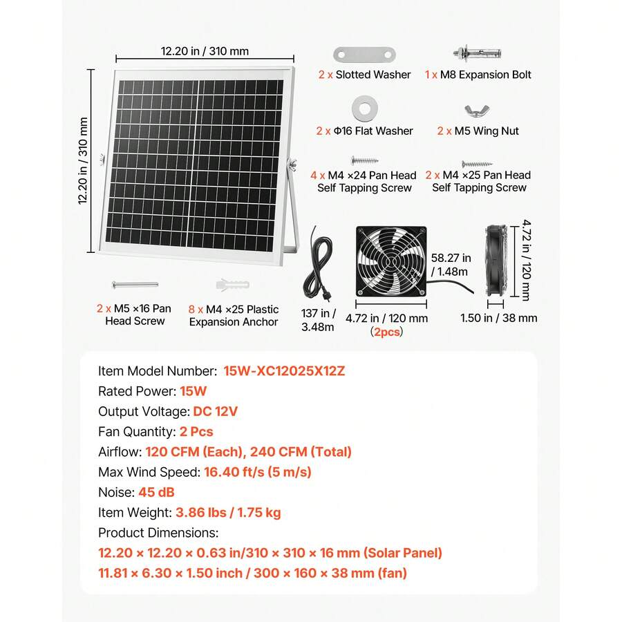 15W Solar Ventilation Fan Kit with Dual Fans & Adjustable Panel - product image 7