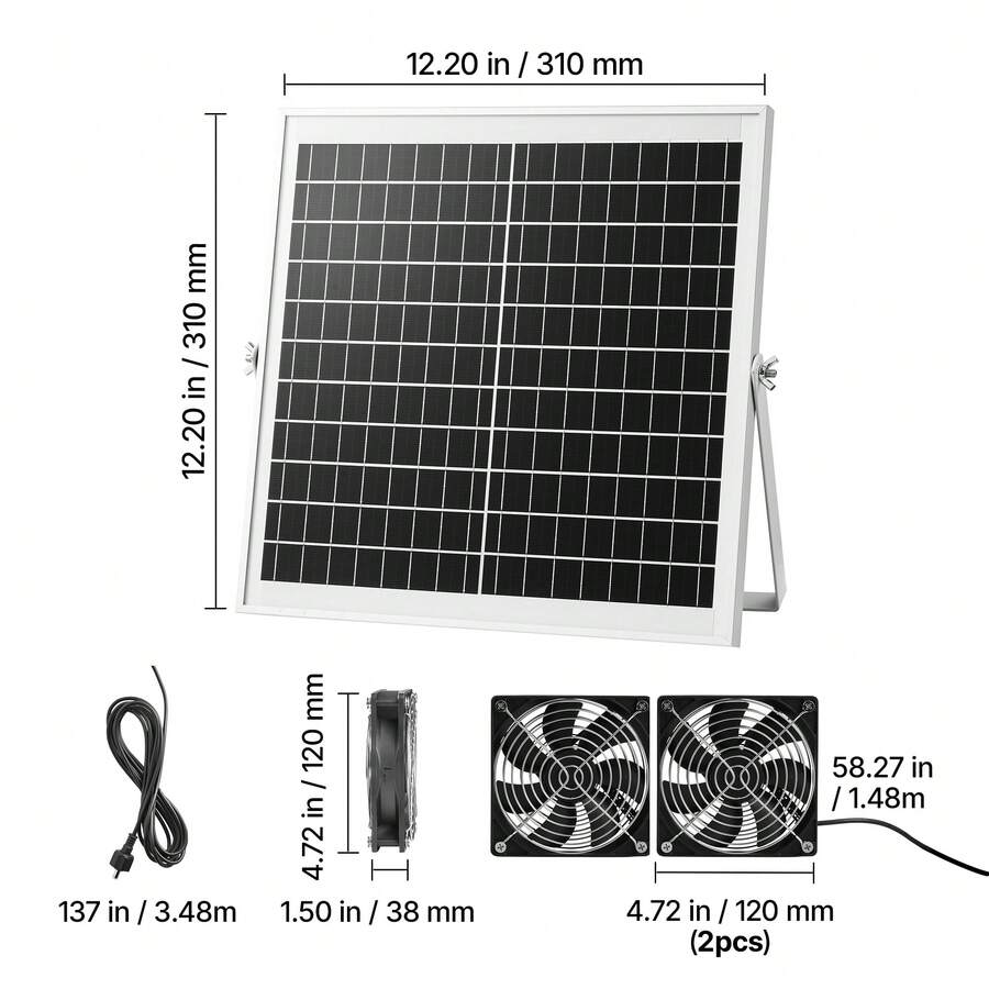 15W Solar Ventilation Fan Kit with Dual Fans & Adjustable Panel - product image 10
