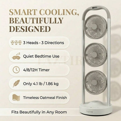 Triple-Head Portable Standing Fan with Independent 360° Fan Heads - product image 8