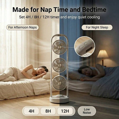 Triple-Head Portable Standing Fan with Independent 360° Fan Heads - product image 6