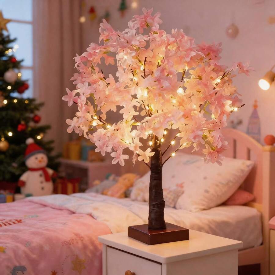 37-LED Lilac Flower Tree Lamp – USB or Battery Powered - product image 1