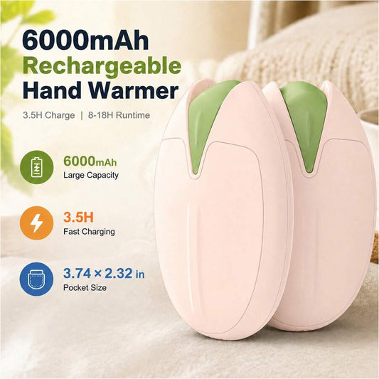 2-Pack Rechargeable Hand Warmers – 6000mAh, Double-Sided Heat - product image 1