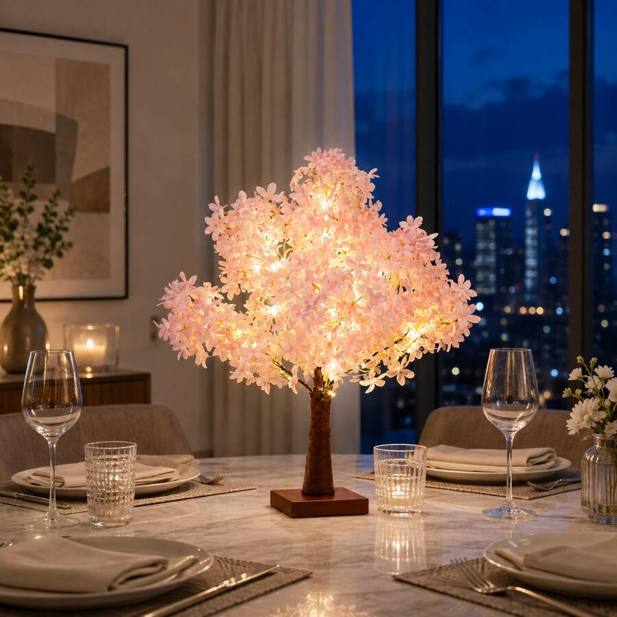 37-LED Lilac Flower Tree Lamp – USB or Battery Powered - product image 11