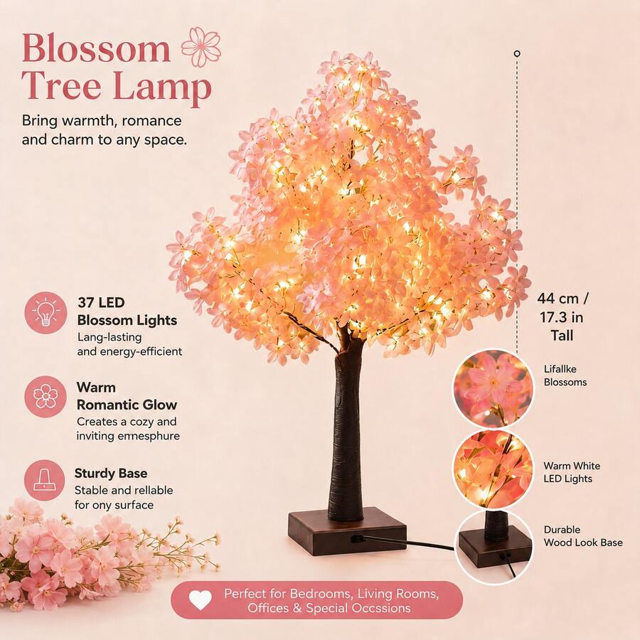 37-LED Lilac Flower Tree Lamp – USB or Battery Powered - product image 4