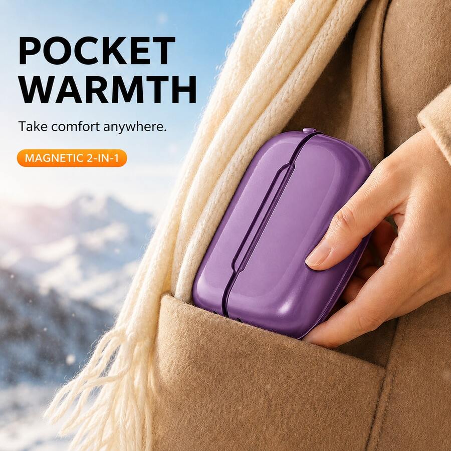 2-Pack Rechargeable Hand Warmers – 6000mAh, 3 Heat Levels - product image 1